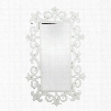 Haylee Collection 114-85 45" x 27" Wall Mirror with Glass Scroll Work Frame Rectangular Shape Hand Cut Pattern and Beveled Edges in White