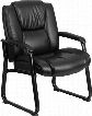 HERCULES Series Big & Tall 500 lb. Capacity Black Leather Executive Side Chair with Sled Base