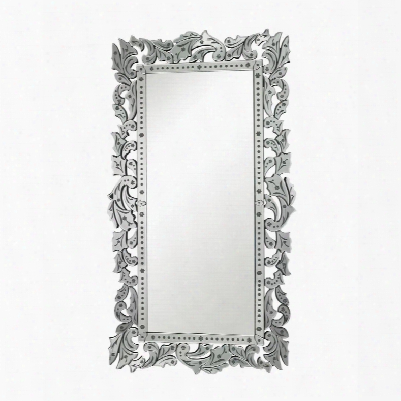 Reede Collection 114-31 40" X 72" Venetian Wall Mirror With Beveled Edge Hand Cut Mirror Embellishments And Floral Motifs In Clear