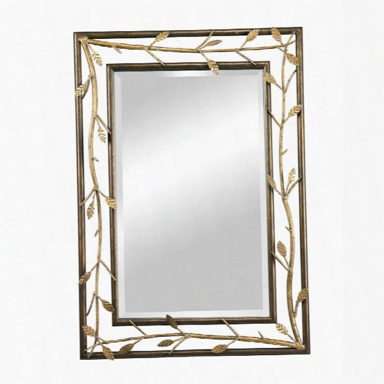 Rhyle Collection 114-99 40" X 28" Wall Mirror Upon Branch Framed Design Natural Motif Beveled Edges And Metal Construction In Bakewell Bronze And Gold