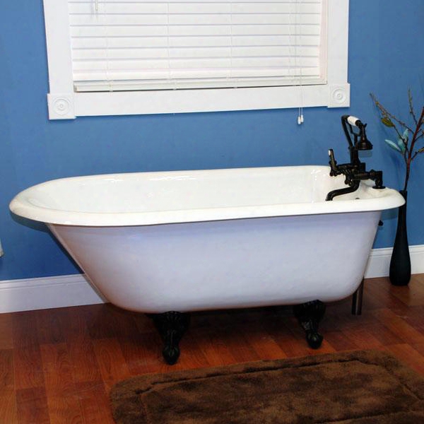 Rr55-7dh-orb Cast Iron Rolled Rim Clawfoot Tub 55" X 30" With 7" Deck Mount Faucet Drillings And Oil Rubbed Bronze
