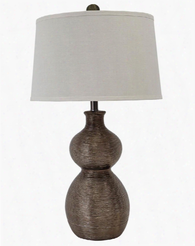 Savana L235394 30" Talll Table Lamp With Textured Turned Bodymodified Drum Shaed And 3-way Switch In Gunmetal
