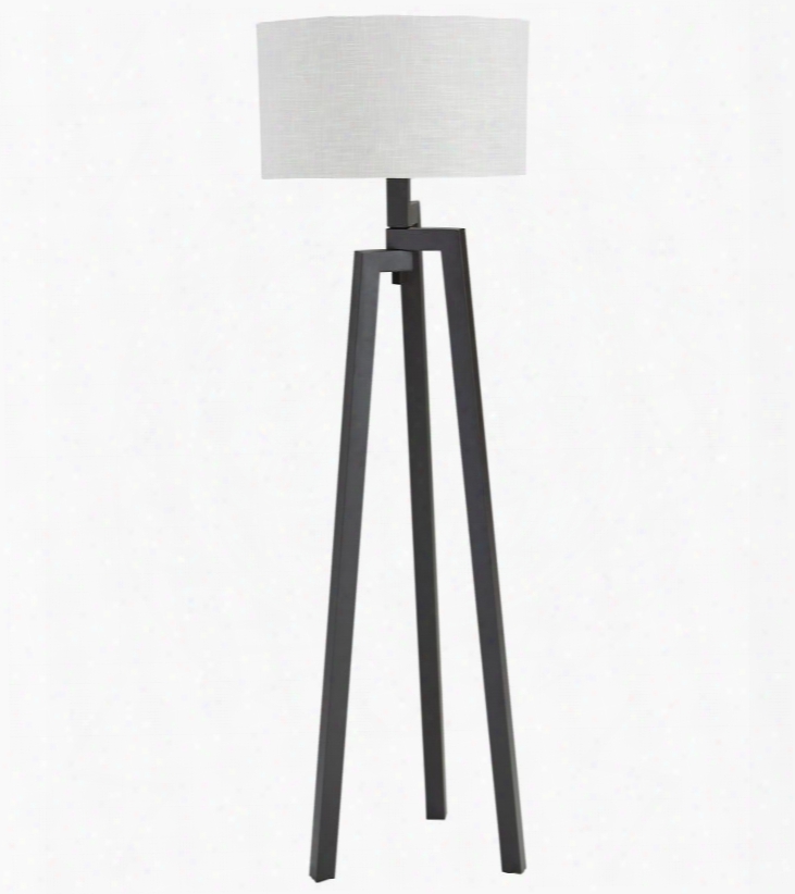 Selbea L207951 61" Tall Metal Floor Lamp With Tripod Shape Base Drum Sjade And 3-way Switch In Dark Bronze