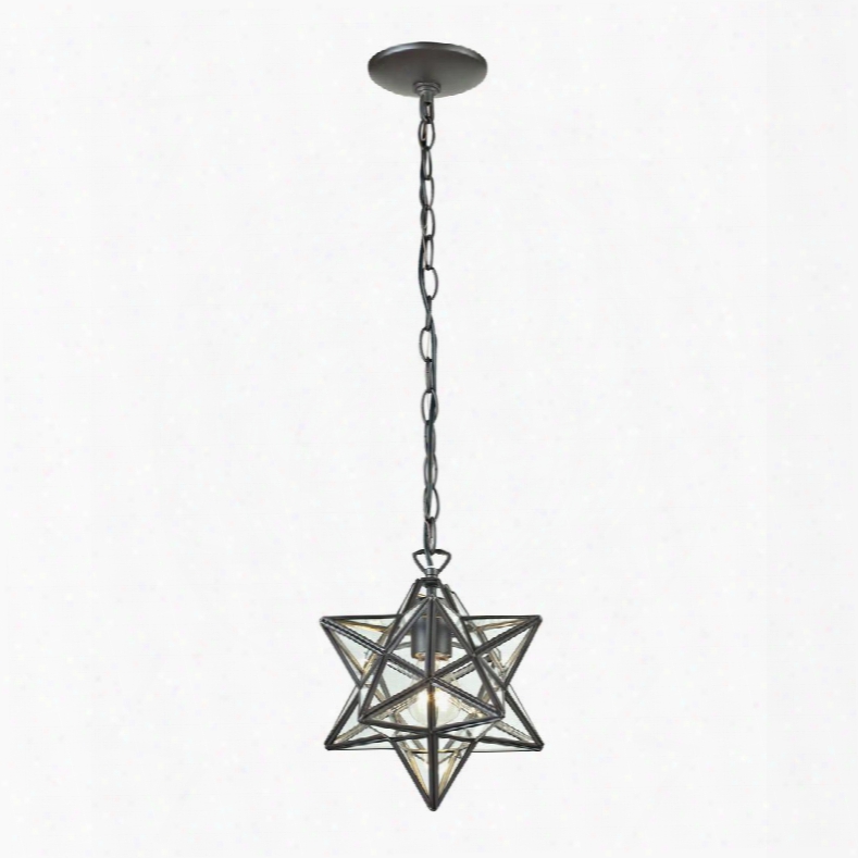 Star Collection 145-002 11" Pendant Lamp With 1 Light Capacity Clear Glass Panels Ul Listed Medium Bulb Type And Metal Construction In Oiled Bronze