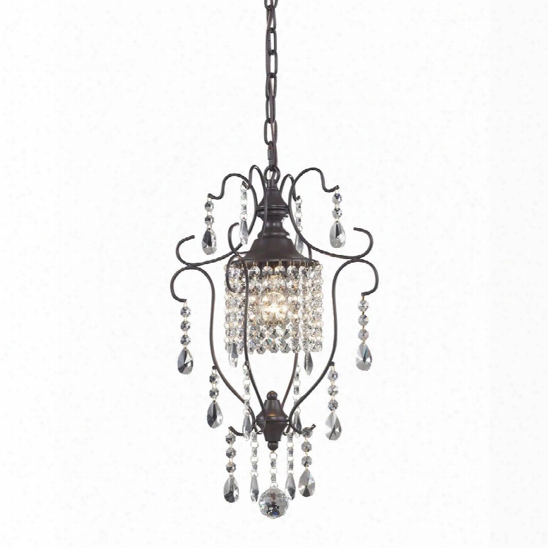 Storybrook Collection 140-006 13" Mini Pendant With 1 Bulb Capacity Ul Listed Clear Crystals Acrylic And Metal Construction In Aged Bronze