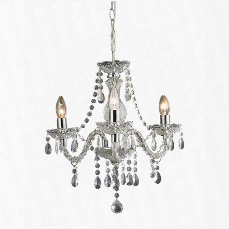 Theatre Collection 144-015 17.5" 3-light Mini Chandelier With Metal Chain Clear Glass And Acrylic Material In Chrome