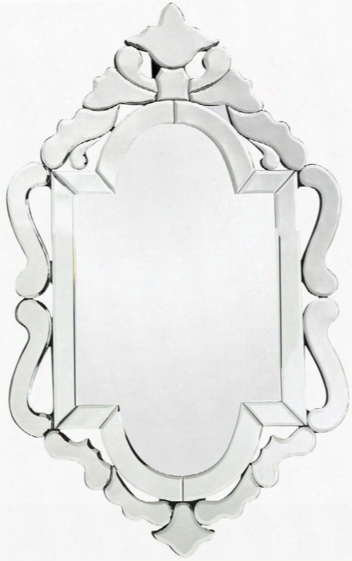 Tonbridge 114-53 36" X 22" Venetian Wall Mirror With Hand Cut Pattern Rectangular Shape Arched Top And Beveled Edge In Clear