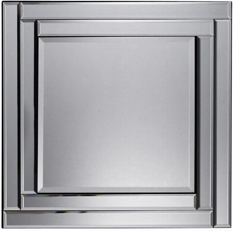 Trump Home Easton Collection 6050676 16" Wall Mirror With Square Shape Beveled Edge And Metal Construction In Clear And Silver