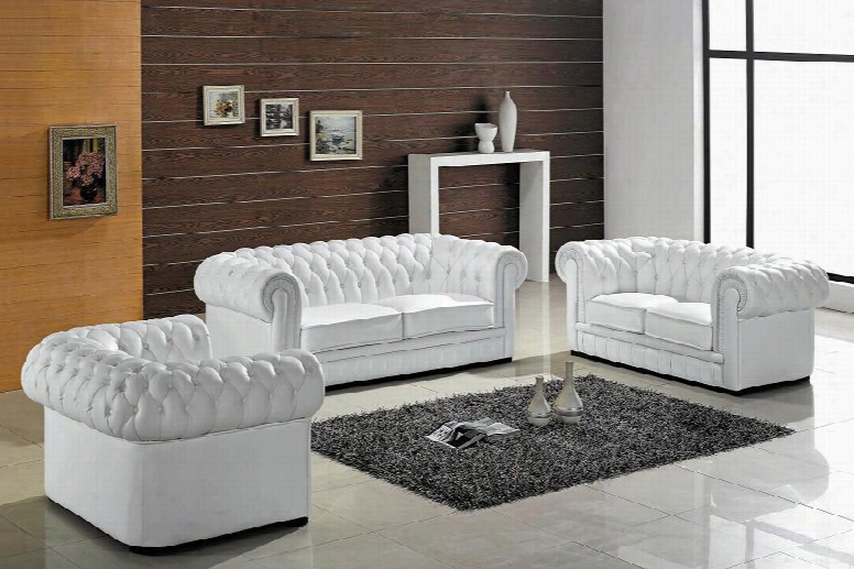 Vgev2220 Divani Casa Paris Sofa Set With Button Tufted Backrest Rolled Arms And Leather/leater Match Upholstery In