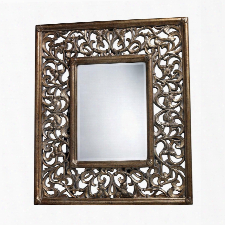 Webster Collection Dm1924 40" X 33" Wall Mirrror With Beveled Edges Rectangular Shape And Composite Material In Gold Leaf And Hea Vy Grey Atnique