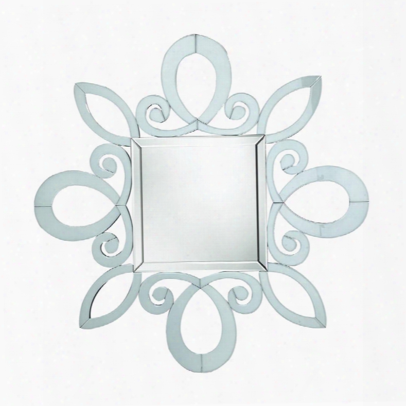 White Wall Collection Dm1986 49" Wal Mirror With Beveled Edge Square Shape And Glass Construction In White