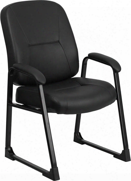 Wl-738av-lea-gg Hercules Series Big & Tall 400 Lb. Capacity Black Leather Executive Side Chair With Sled