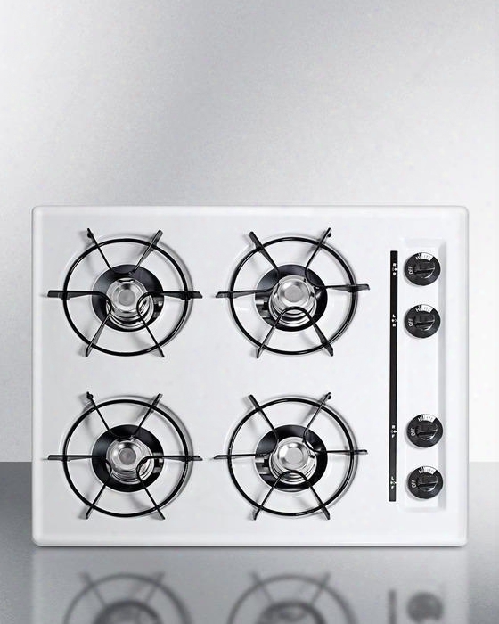 Wnl03p 24" Built-in Natural Gas Cooktop With Four 9000 Btu Open Burners Recessed Top Porcelain Enameled Steel Grates Battery Start Ignition And Porcelain