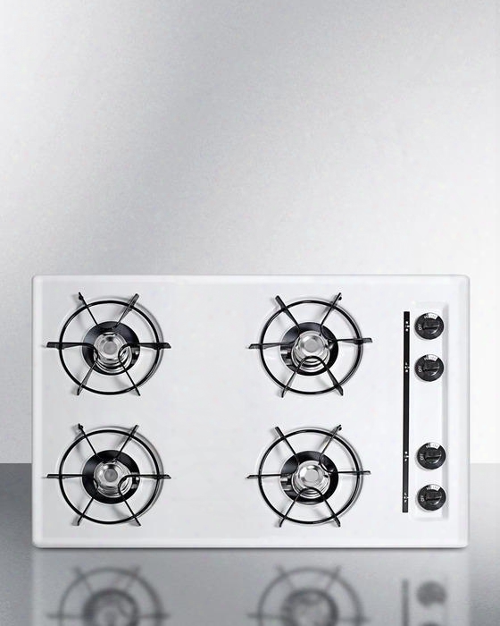 Wnl05p 30" Built-in Natursl Gas Cooktop With Four 9000 Btu Open Burners Battery Start Ignition Recessed Top Porcelain Enameled Steel Grates And Porcelain