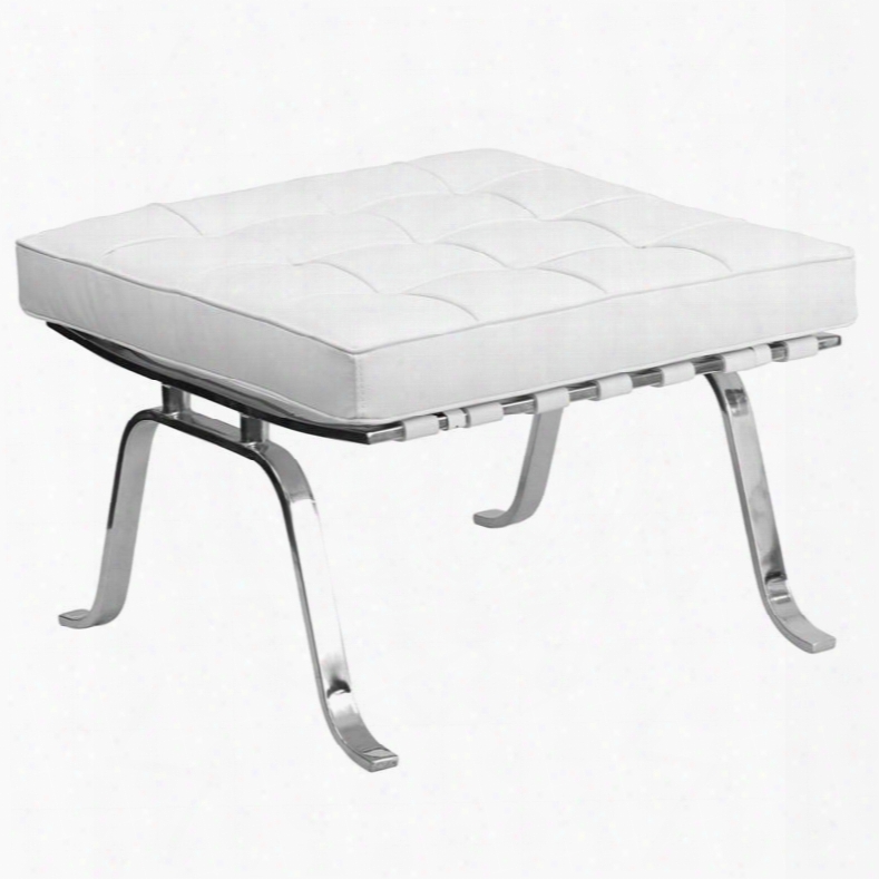 Zb-flash-801 Series Zb-flash-810-otto-white-gg 28.25" Hercules Flash Series Foam Filled Cushion Ottoman With Polished Stainless Steel Frame In White Leather