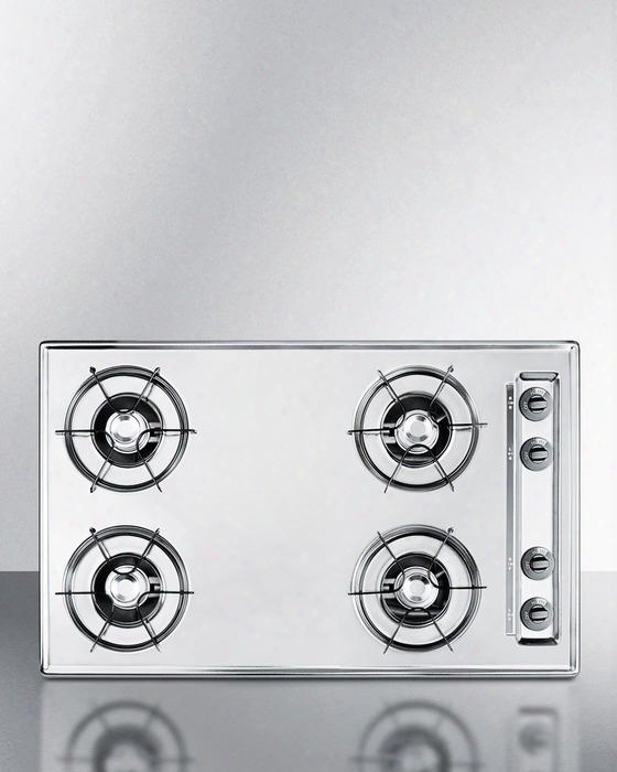 Znl05p 30" Built-in Natural Gas Cooktop With 4 9000 Btu Open Burners Battery Start Ignition Recessed Top Porcelain Enameled Steel Grates In Brushed Chrome