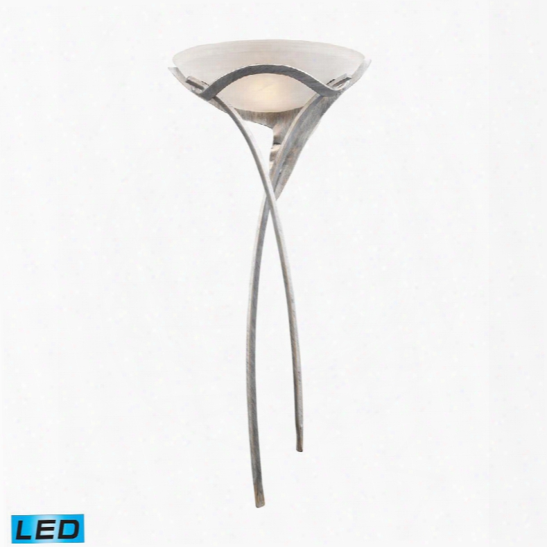 002-ts-led Aurora 1-light Sconce In Tarnished Silver With White Faux-alabaster Glass -