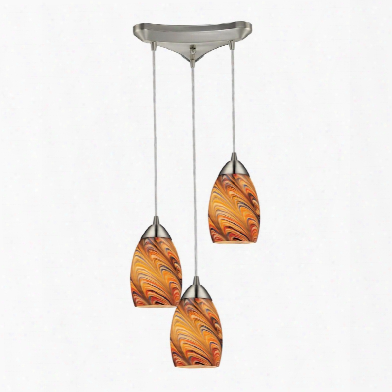 10089/3rv Mini Vortex 3 Light Pendant In Satin