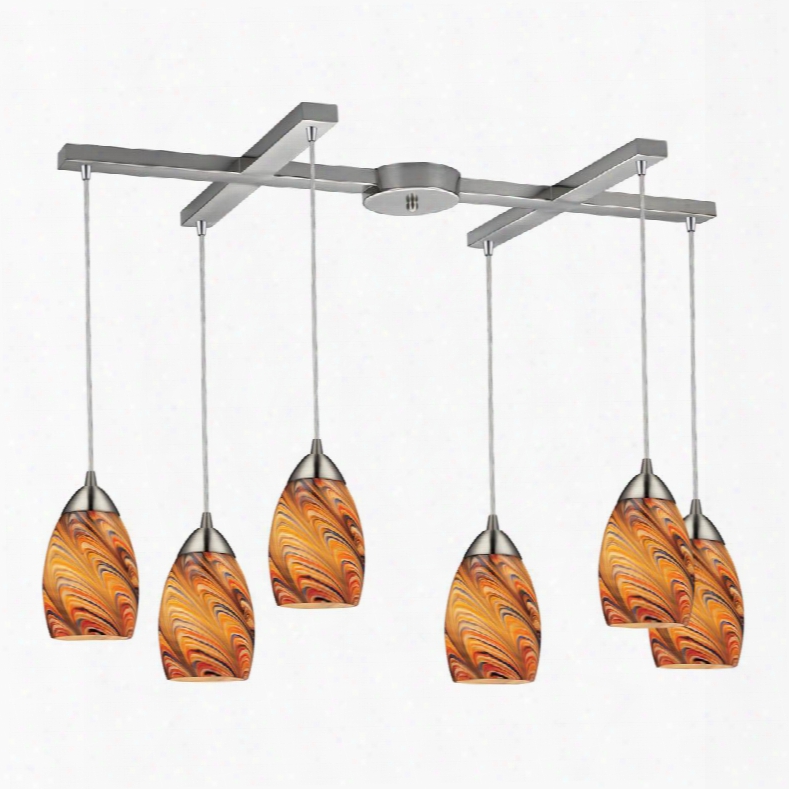 10089/6rv Mini Vortex 6 Light Pendant In Satin