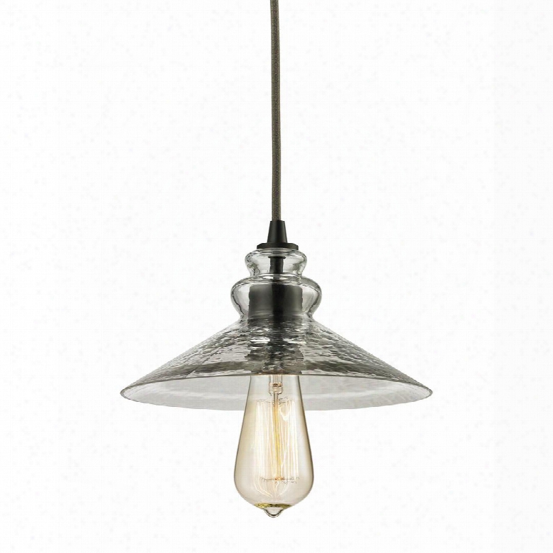 10332/1 Hammered Glass Collection 1 Light Mini Pendant In Oil Rubbed