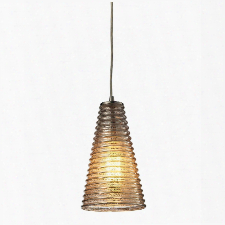 10333/1 Ribbed Glass Collection 1 Light Mini Pendant In Satin