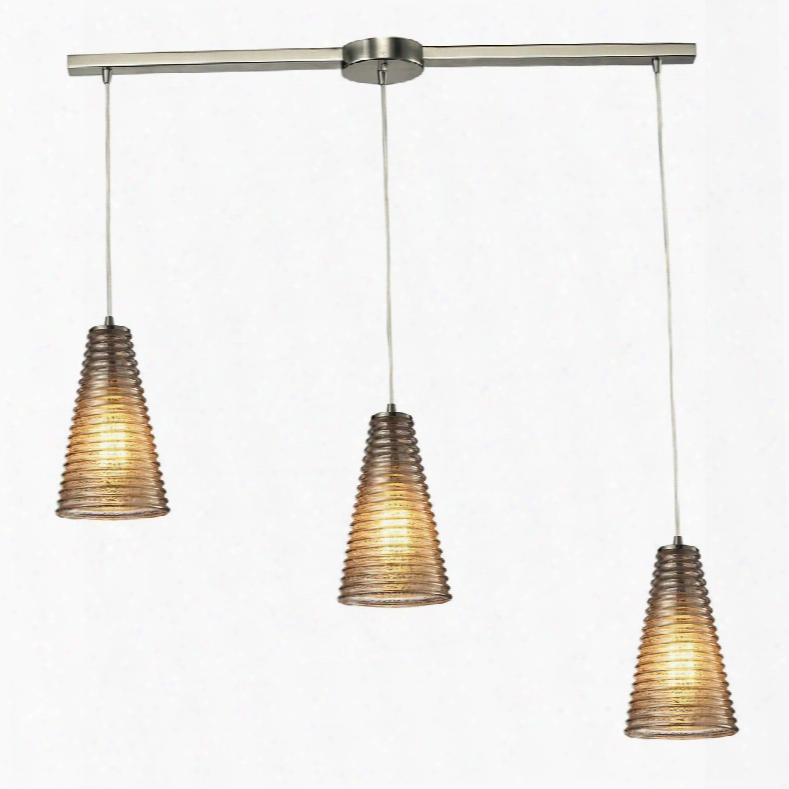 10333/3l Ribbed Glass Collection 3 Light Chandelier In Satin