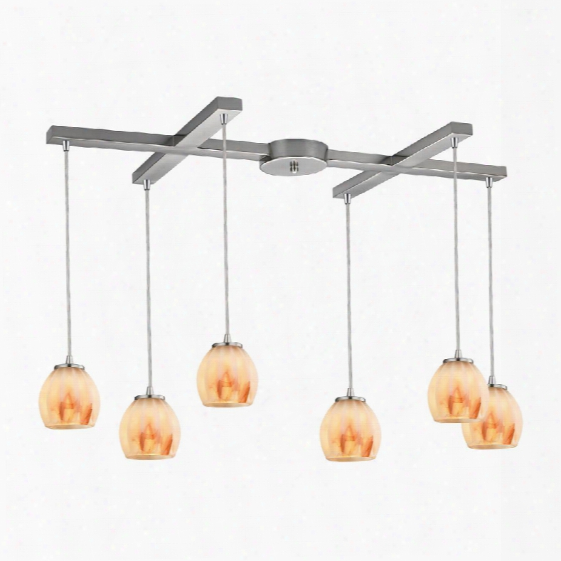 10421/6ts Melony 6 Light Pendant In Satin