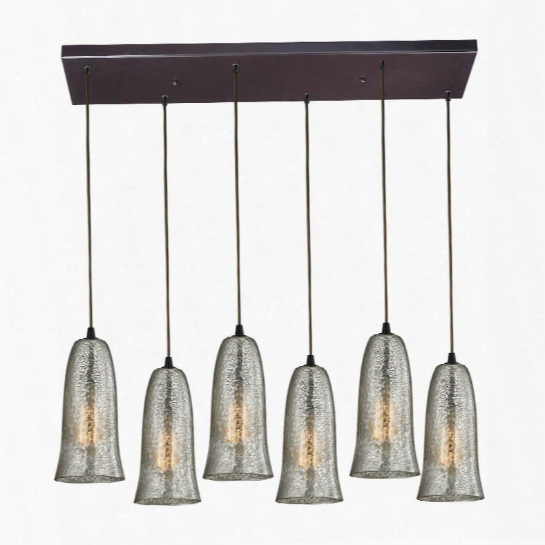 10431/6rc-hme Hammered Glass 6 Light Pendant In Oil Rubbed