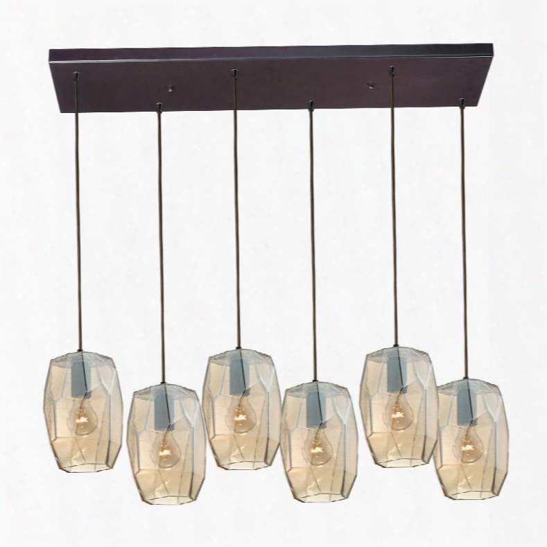 10451/6rc Geometrics 6 Light Pendant In Oil Rubbed