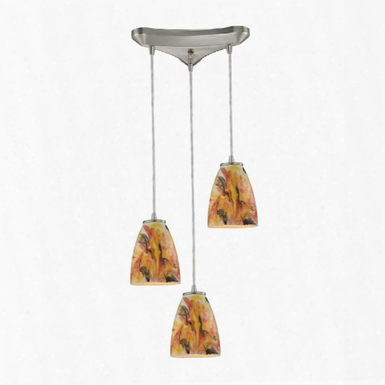 10460/3sf Abstractions 3 Light Pendant In Satin