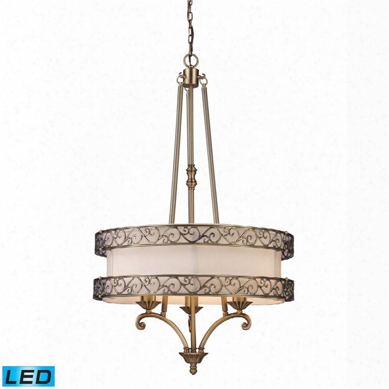 11218/3-led Abington 3 Light Pendelier In Antique Brass -