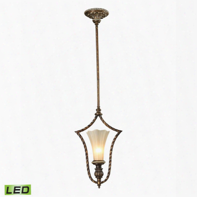 11554/1-led Allesandria Collection 1 Light Mini Pendant In Burnt Bronze/weathered Gold Leaf-