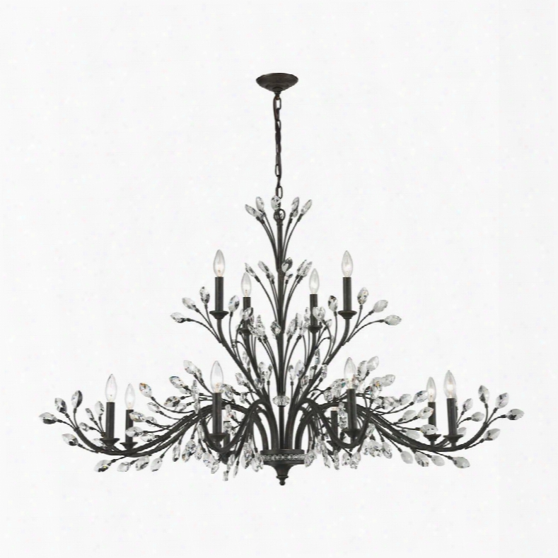 11777/8+4 Crystal Branches 12 Light Chandelier In Burnt