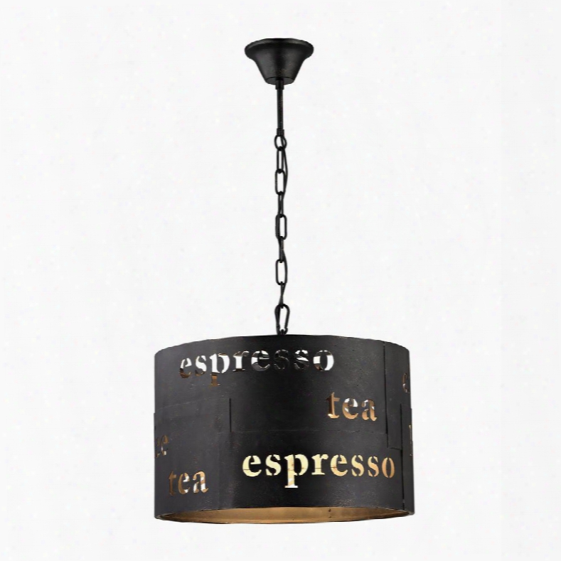 14312/3 Caf 3 Light Pendant In Matte Black/gold