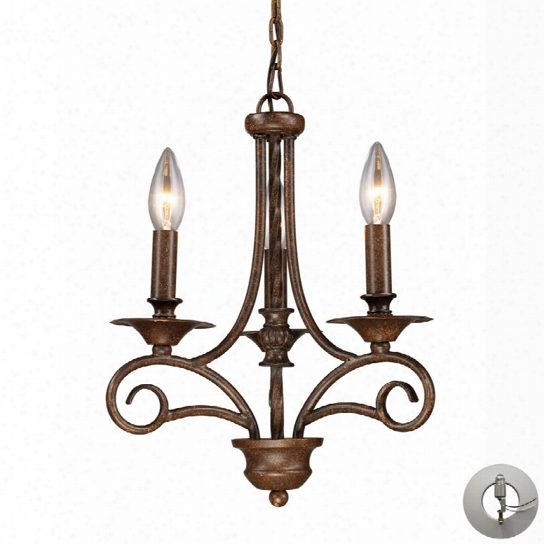 15041/3-la Gloucester 3-light Chandelier In Antique Bronze With Adapter