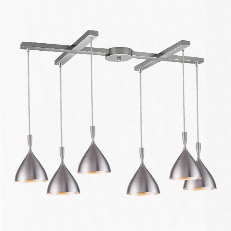 17042/6alm Spun Aluminum 6-light Pendant In