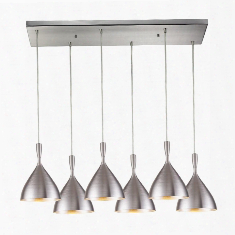 17042/6rc-alm Spun Aluminum 6 Light Pendant In Satin