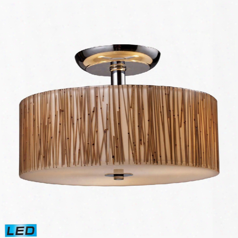 19065/3-led Modern Organics 3-light Semi-flush In Bamboo Stem Material In Polished Chrome -