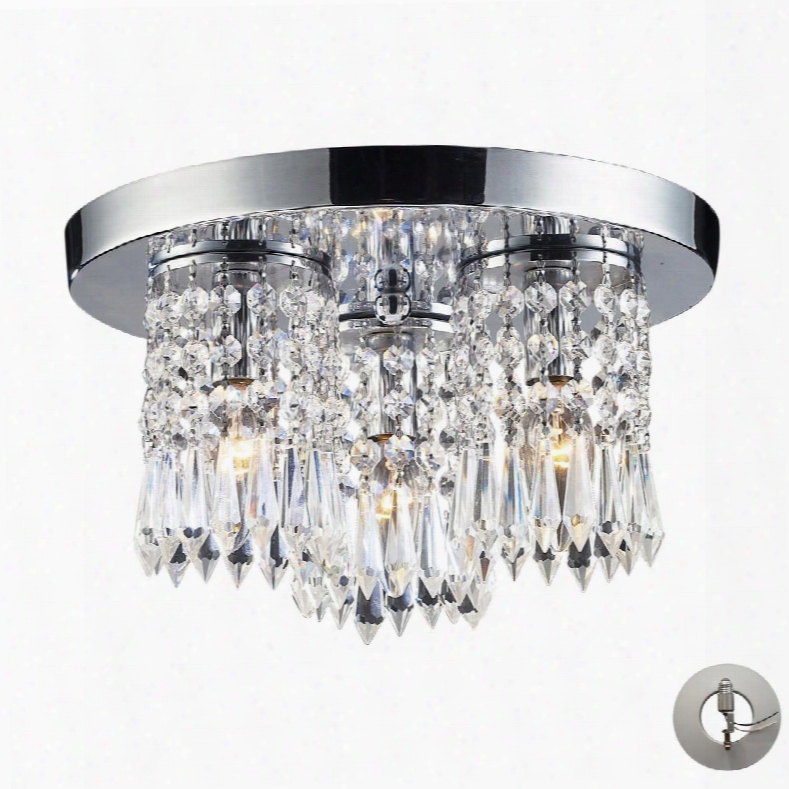 1990/3-la 3 Light Flush Mount In Polished Chrome With Adapter