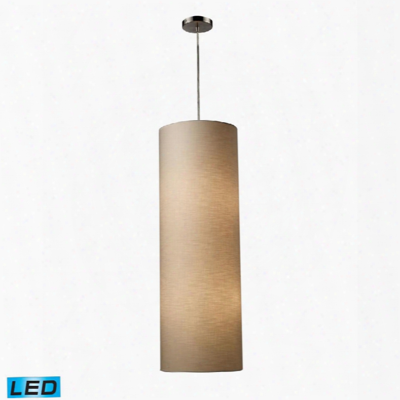 20160/4-led Fabric Cylinder 4-light Pendant In Satin Nickel -