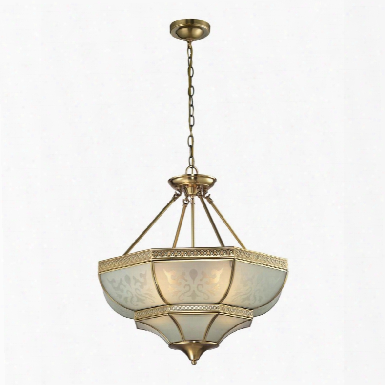 22007/4 French Damask Collection 4 Light Pendant In Brushed