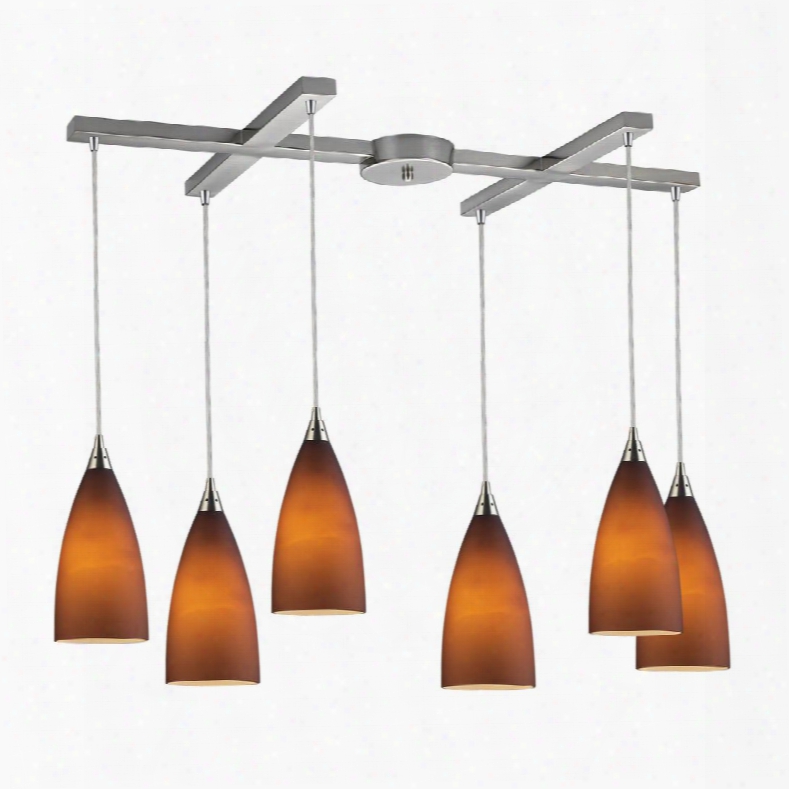 2582/6 Vesta 6-light Pendant In Tobacco In Satin