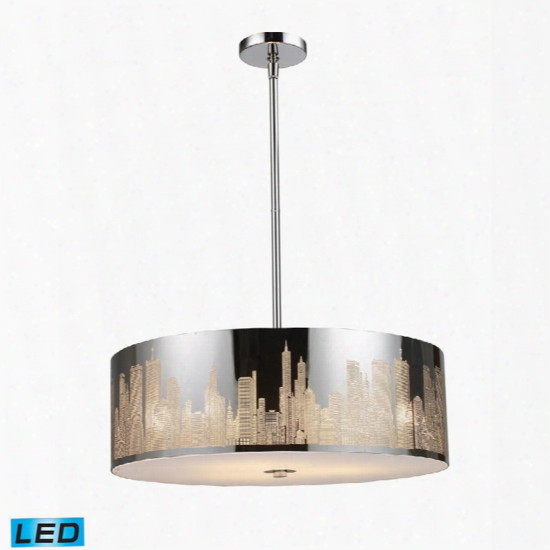 31039/5-led Skyline 5-light Pendant In Polished Stainless Steel -