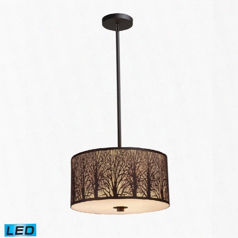 31074/3-led Woodland Sunrise 3-light Pendant In Aged Bronze -