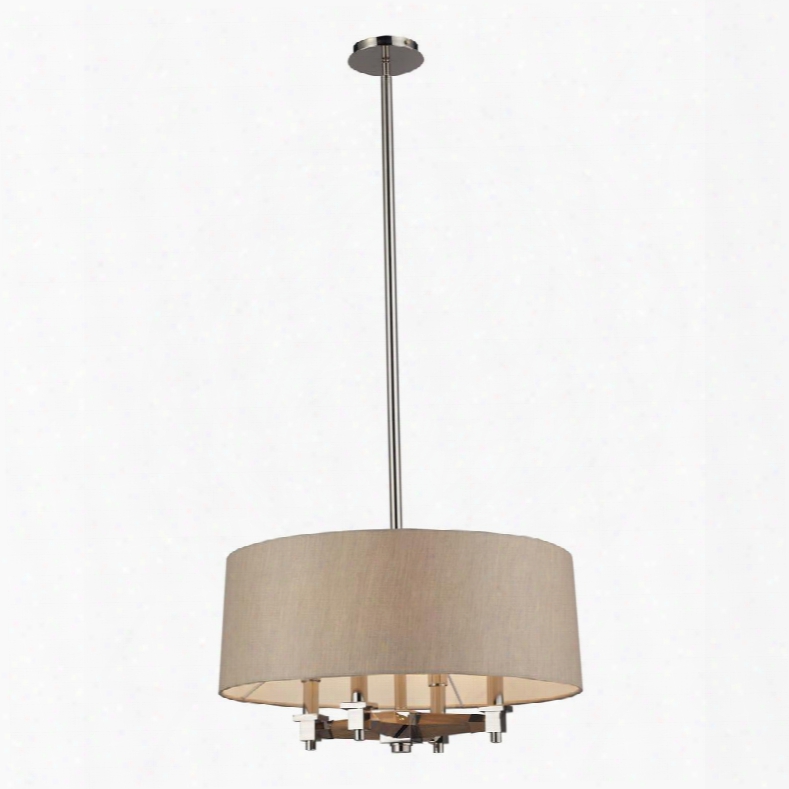 31335/4 Jorgenson 4 Light Pendant In Taupe Wood And Polished