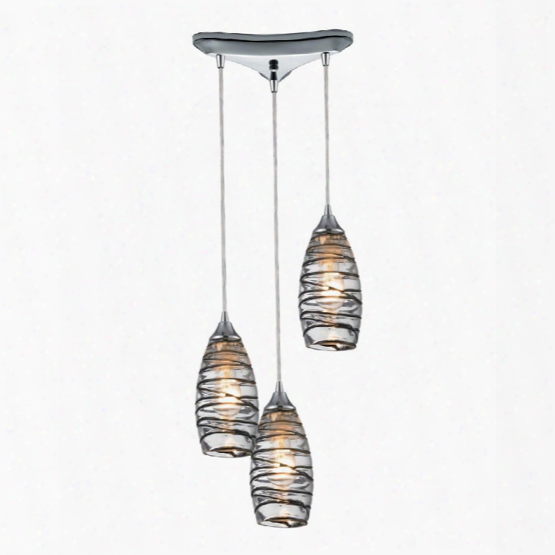 31338/3vinw Twister 3 Light Pendant In Polished