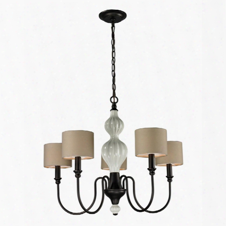 31374/5 Lilliana 5 Light Chandelier In Cream And Aged
