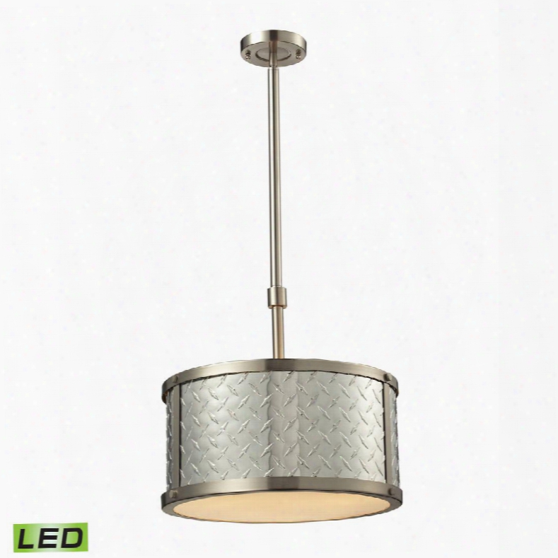 31424/3-led Diamond Plate Collection 3 Light Pendant In Brushed Nickel -