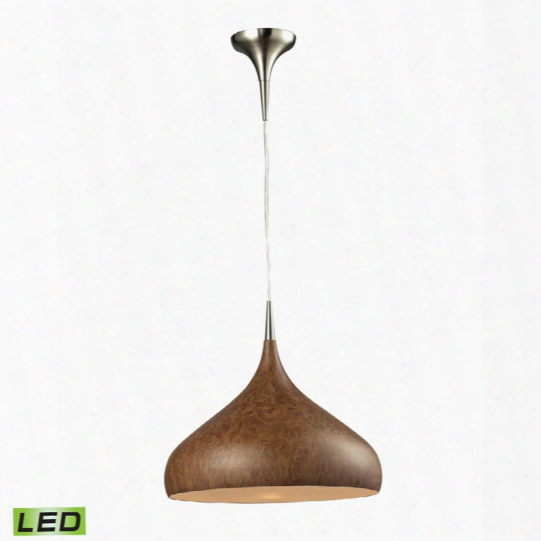 31442/1bw-led Lindsey Collection 1 Light Pendant Inburl Wood And Brushed Nickel -