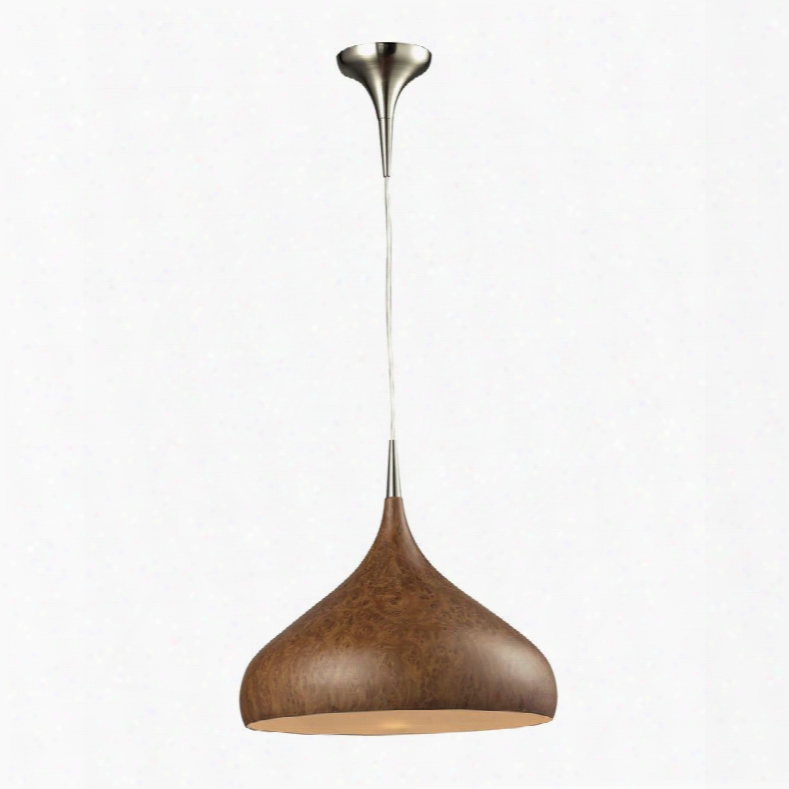 31442/1bw Lindsey Collection 1 Light Pendant In Burl Wood And Satin